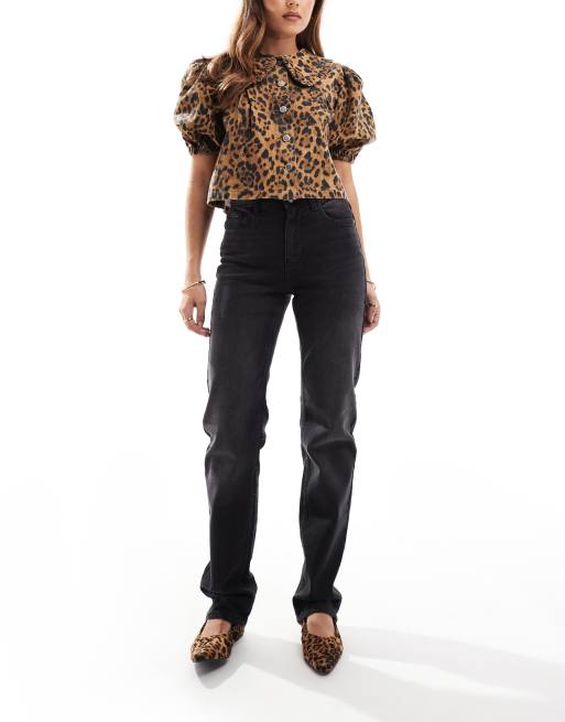 ONLY - Jane - Jeans dritti a vita medio alta nero slavato