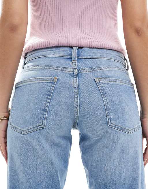 ONLY Jane mid waist straight leg jeans in light blue, 5 of 5