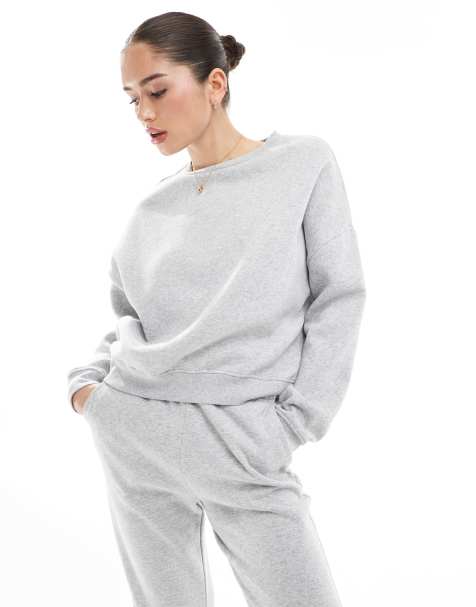 ONLY crew neck sweat co-ord in light grey melange