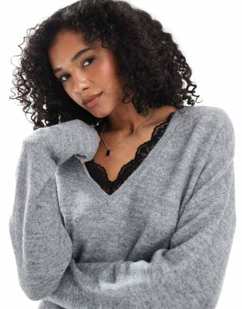 ONLY – Jasnoszary dwustronny dzianinowy sweter - view 1