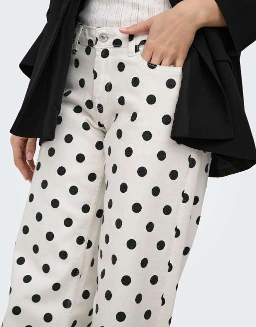 ONLY - Jean ample à pois - Blanc, 2 de 5