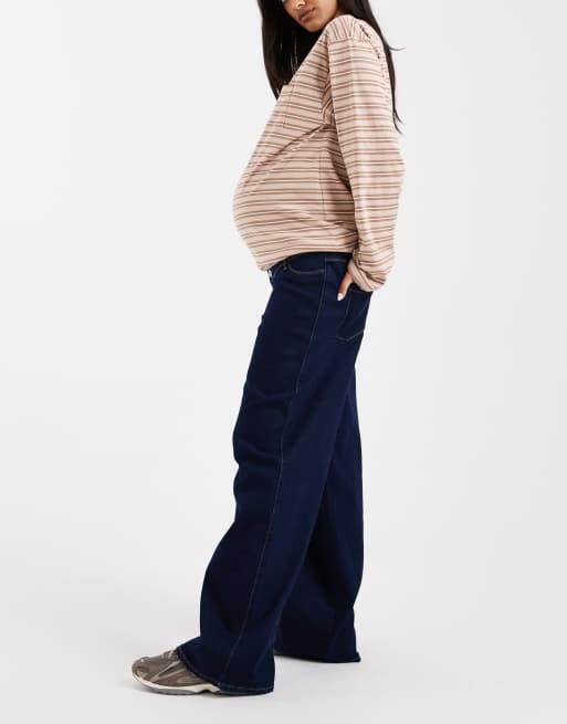 ONLY - Jean de grossesse ample à taille haute - Bleu foncé délavé, 3 de 5