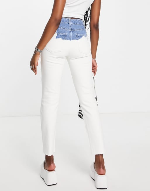 Only - Jean droit effet tie-dye - Blanc , 3 de 4