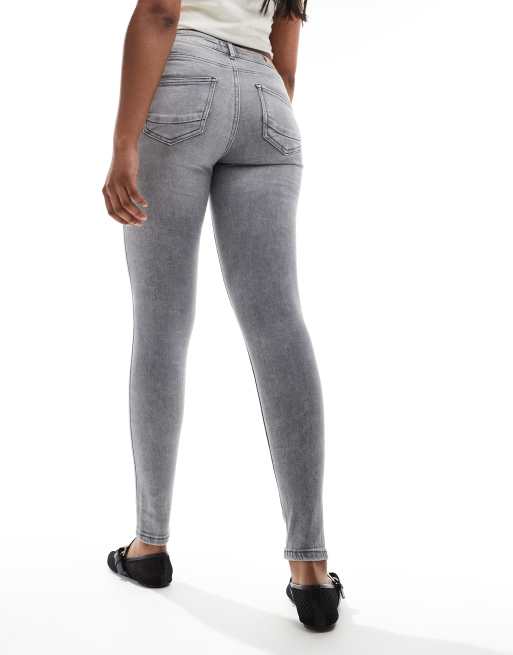 ONLY Jean skinny effet push up Gris delave