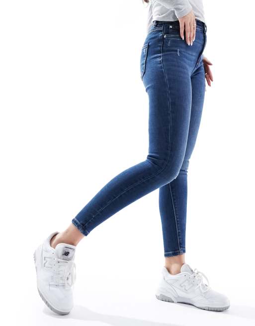 ONLY - Jean skinny longueur cheville à taille haute - Bleu foncé , 4 de 5