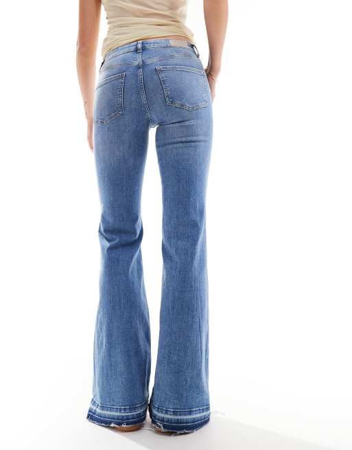 ONLY - Jean ultra évasé à taille basse - Bleu moyen délavé, 3 de 5