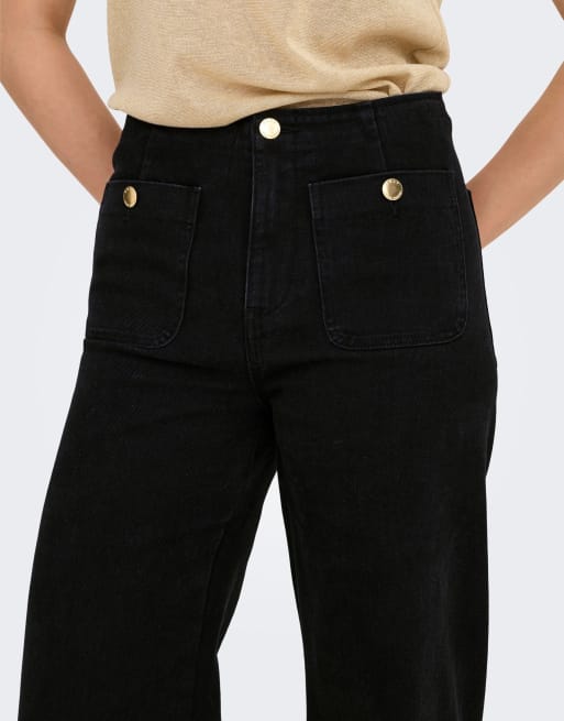 ONLY - Jeans a fondo ampio neri, 2 di 4