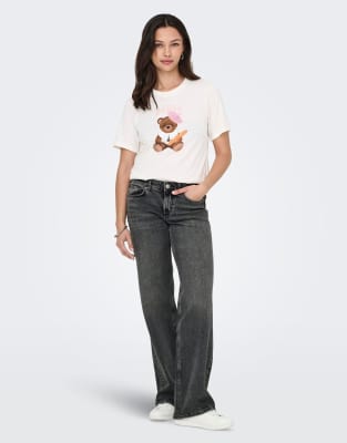 ONLY - Jeans in Dunkelgrau mit weitem Schnitt
