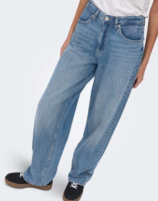 ONLY jeans med rak passform i mellanblå denim, 4 av 7