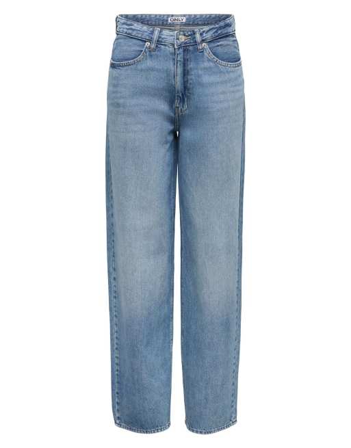 ONLY jeans med rak passform i mellanblå denim, 6 av 7