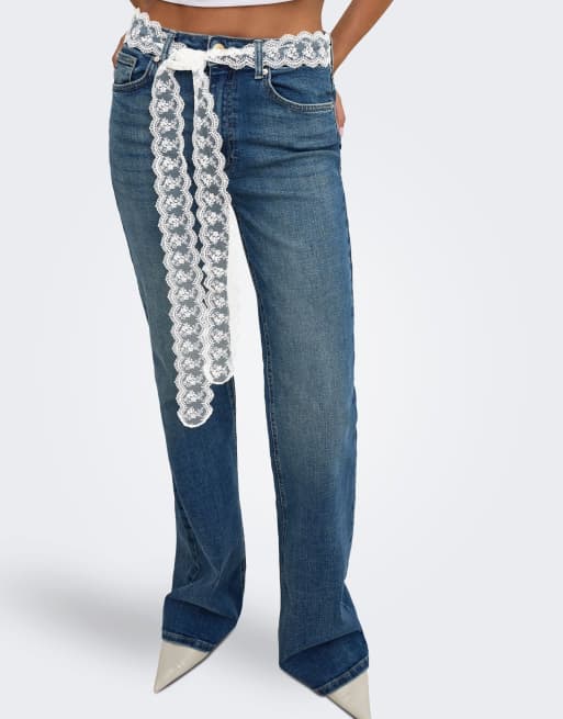 ONLY jeans med svaj i mellemblå denim, 4 af 7