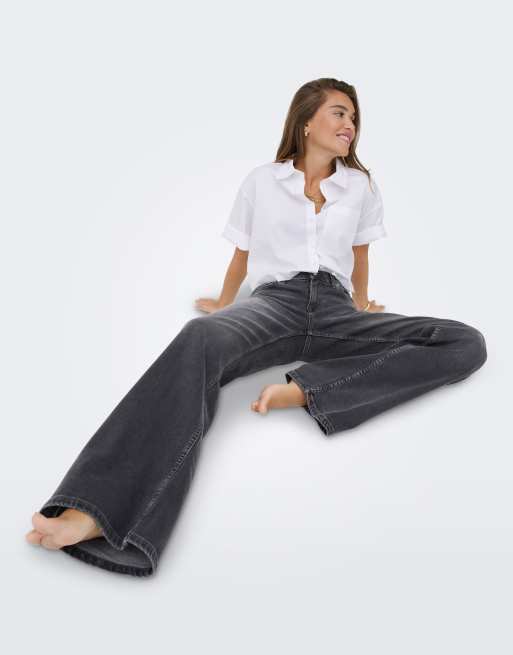ONLY jeans med vid passform i grå denim, 4 av 7