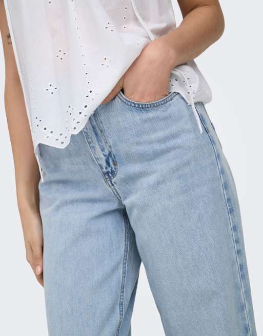 ONLY jeans met brede pasvorm in lichtblauwe denim, 4 van 7
