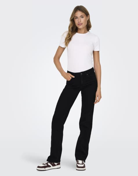 ONLY - Jeans met rechte pasvorm in zwart - view 1