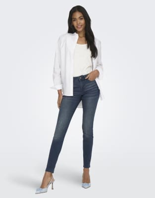 Only - Jeans mit engem Schnitt in Denim-Blauschwarz