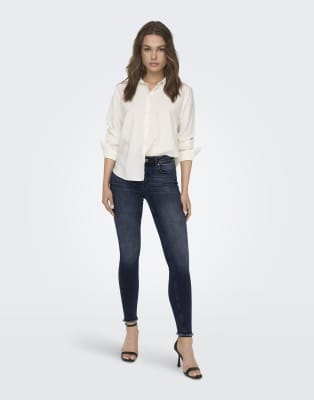 Only - Jeans mit engem Schnitt in Denim-Blauschwarz