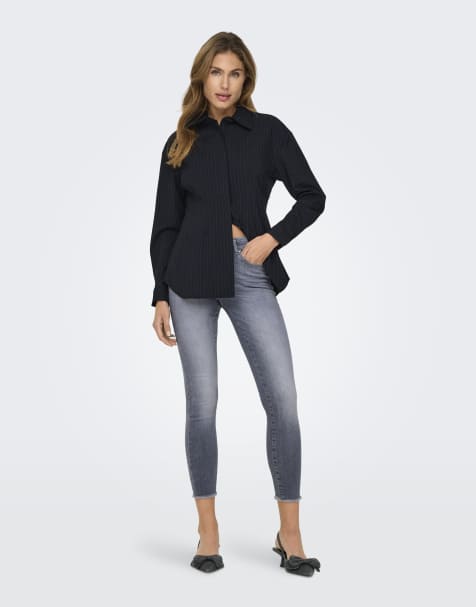 ONLY – Jeans mit engem Schnitt in Denim-Mittelgrau - view 1