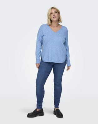 Only - Jeans mit engem Schnitt in hellem Denim-Mittelblau