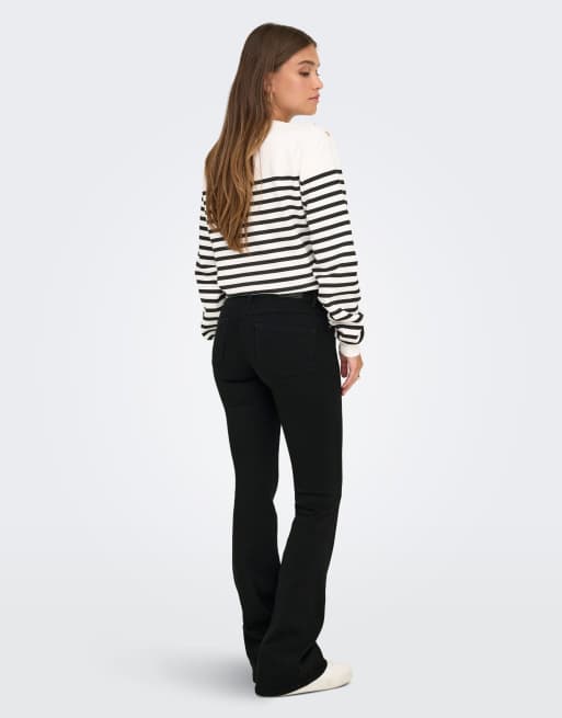 ONLY - Jeans rétro a zampa in denim nero, 2 di 7