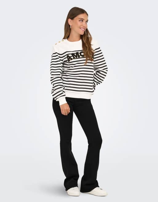 ONLY - Jeans rétro a zampa in denim nero, 3 di 7