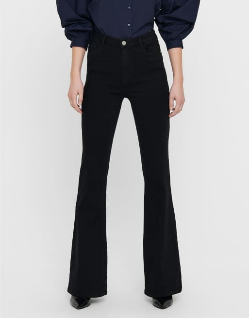 ONLY - Jeans rétro a zampa in denim nero, 5 di 5