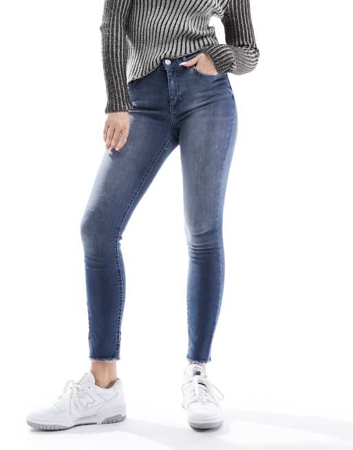 Only Jeans skinny alla caviglia grigio blu