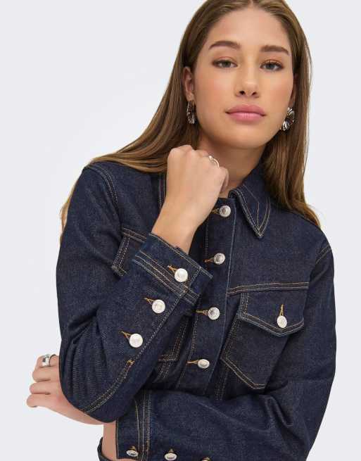 ONLY jeansjacka i mörkblå denim, 5 av 7