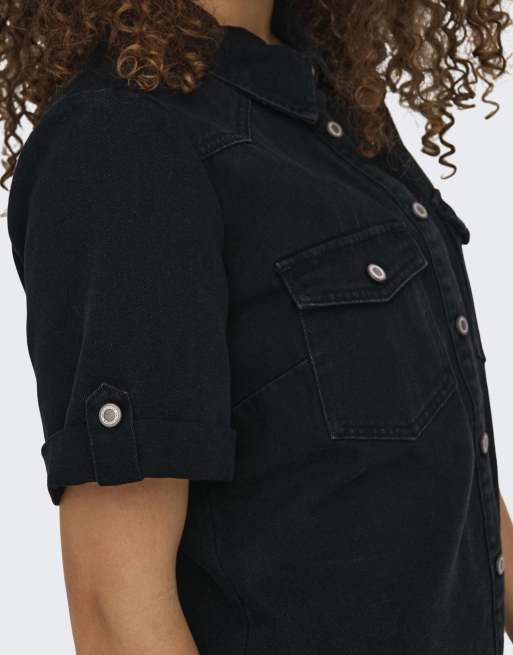 ONLY – Jeanskleid in verwaschenem Schwarz, 3 von 4