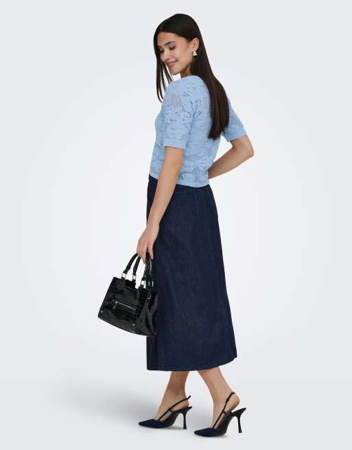 ONLY – Jeansrock aus dunkelblauem Denim, 3 von 5