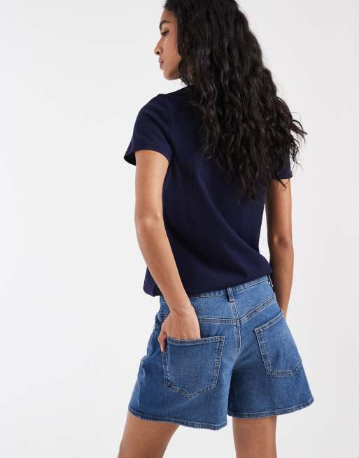 ONLY – Jeansshorts in Mittelblau mit Stretchanteil, 5 von 5