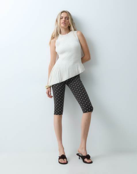 ONLY jersey capri legging in dark brown polka dot - view 1