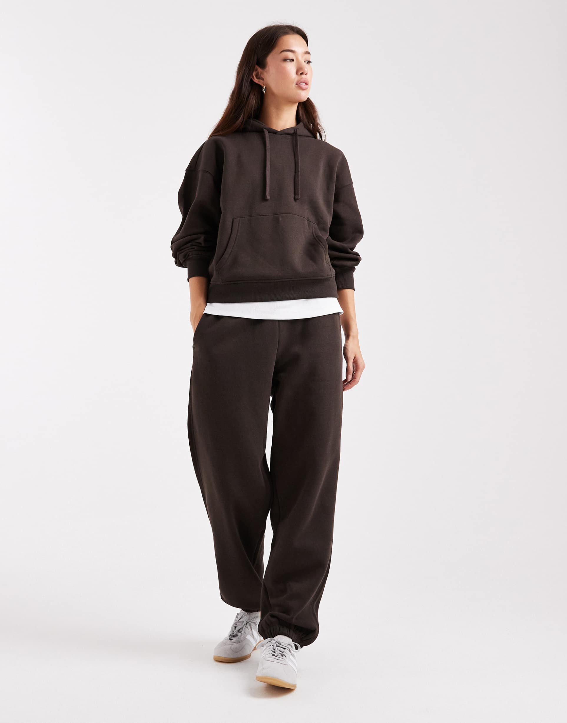 only jersey cuffed sweatpants in brown - part of a set