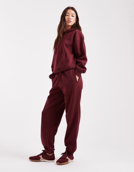 ONLY jersey cuffed sweatpants in burgundy - part of a set, 2 of 5