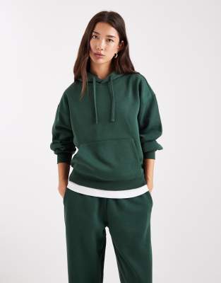 ONLY ONLY jersey hoodie co-ord in dark green