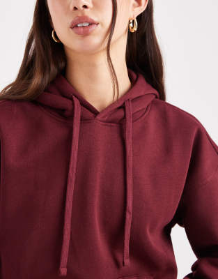 Only Jersey Hoodie In Burgundy