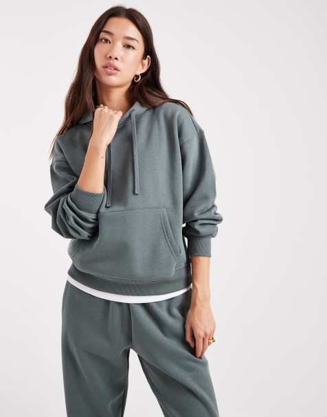 ONLY jersey hoodie in green (part of a set) - view 1