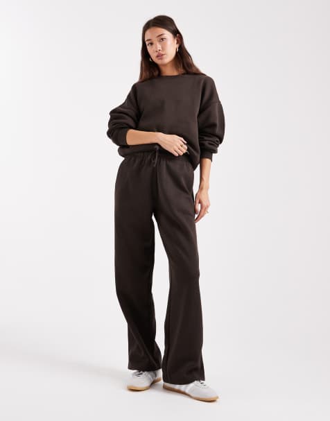 ONLY - Jersey joggingbroek met rechte pijpen in bruin, deel van co-ord set - view 1