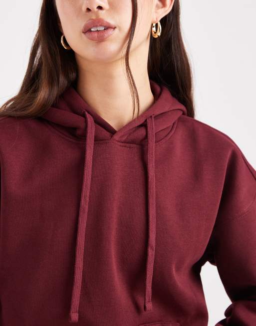 ONLY – Jersey-Kapuzenpullover in Burgunderrot, Kombiteil, 2 von 4