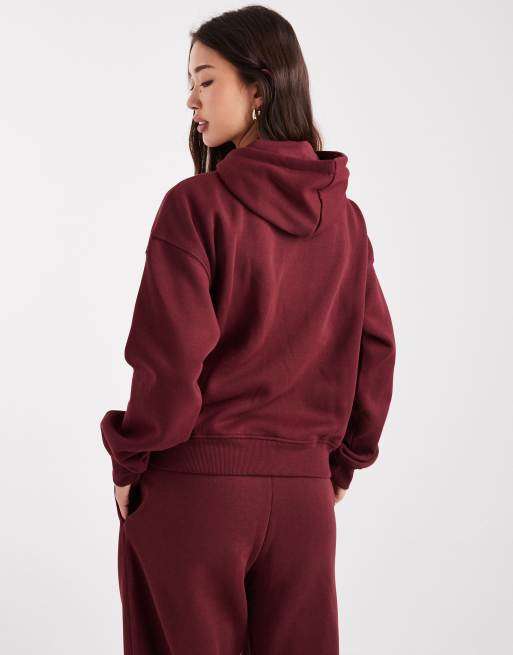 ONLY – Jersey-Kapuzenpullover in Burgunderrot, Kombiteil, 4 von 4