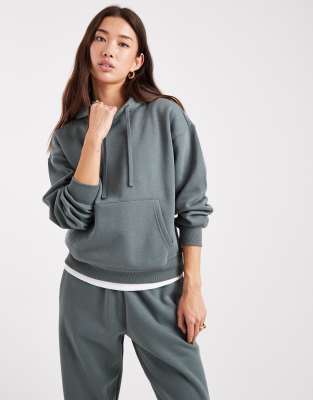 ONLY - Jersey-Kapuzenpullover in Grün, Kombiteil