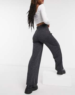 dark grey wide leg trousers