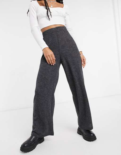 Grey jersey shop wide leg trousers