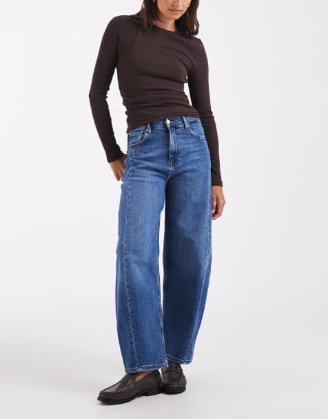 ONLY Jessica barrel jeans in mid blue - view 1
