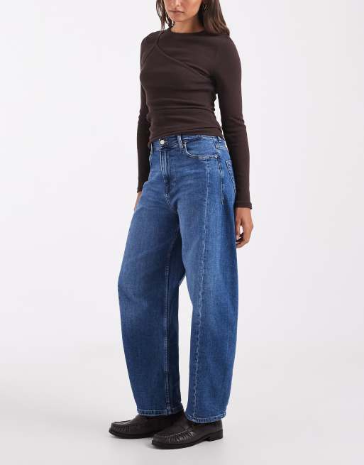 ONLY Jessica barrel jeans in middenblauw, 2 van 5