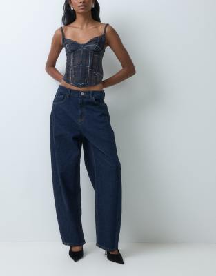 Only Jessica Barrel Jeans In Blue