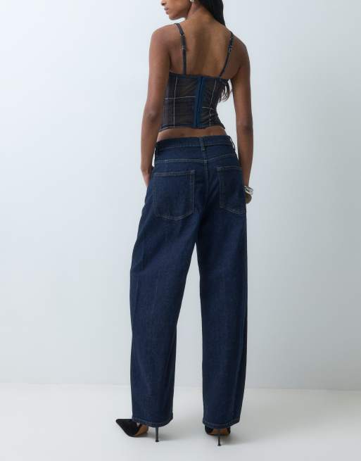 ONLY Jessica barrel jeans in rinsed dark blue, 2 of 5