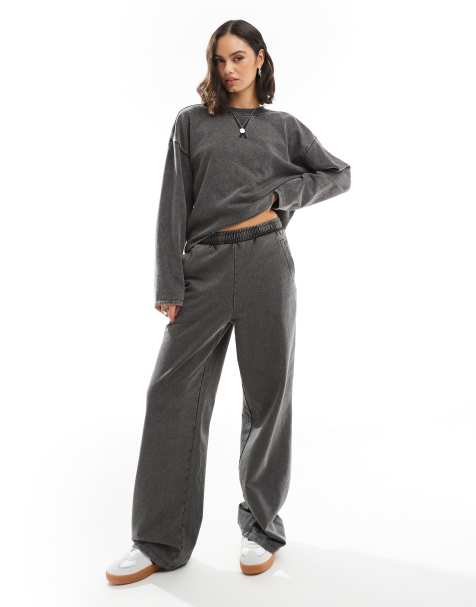 Only - Joggers a fondo ampio grigio slavato in coordinato - view 1