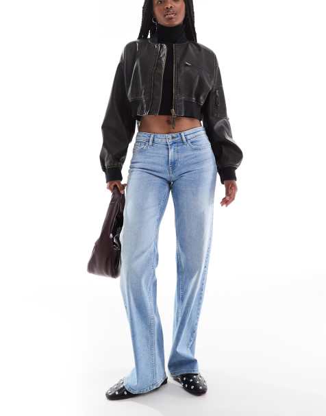 ONLY Judy low rise wide leg jeans in light blue wash    