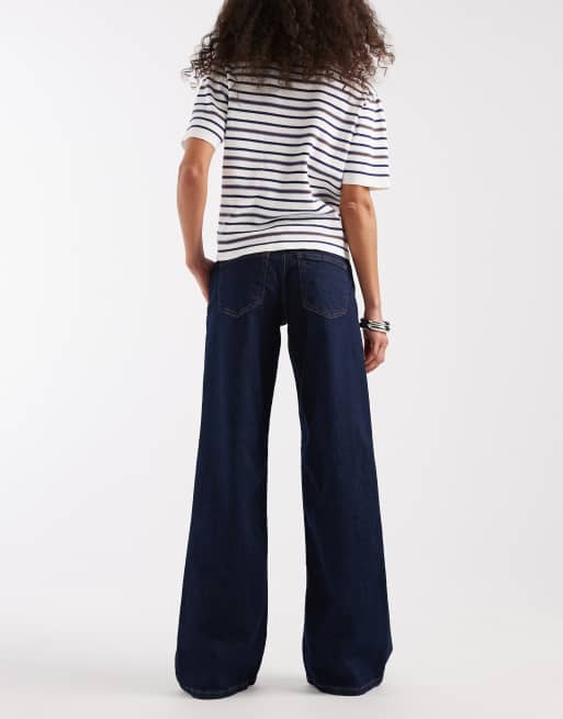 ONLY - Judy - Jeans a fondo ampio e vita bassa blu scuro slavato, 2 di 5