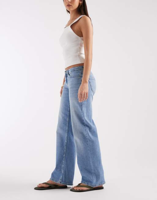 ONLY - Judy - Jeans a vita bassa con fondo ampio blu chiaro, 3 di 5